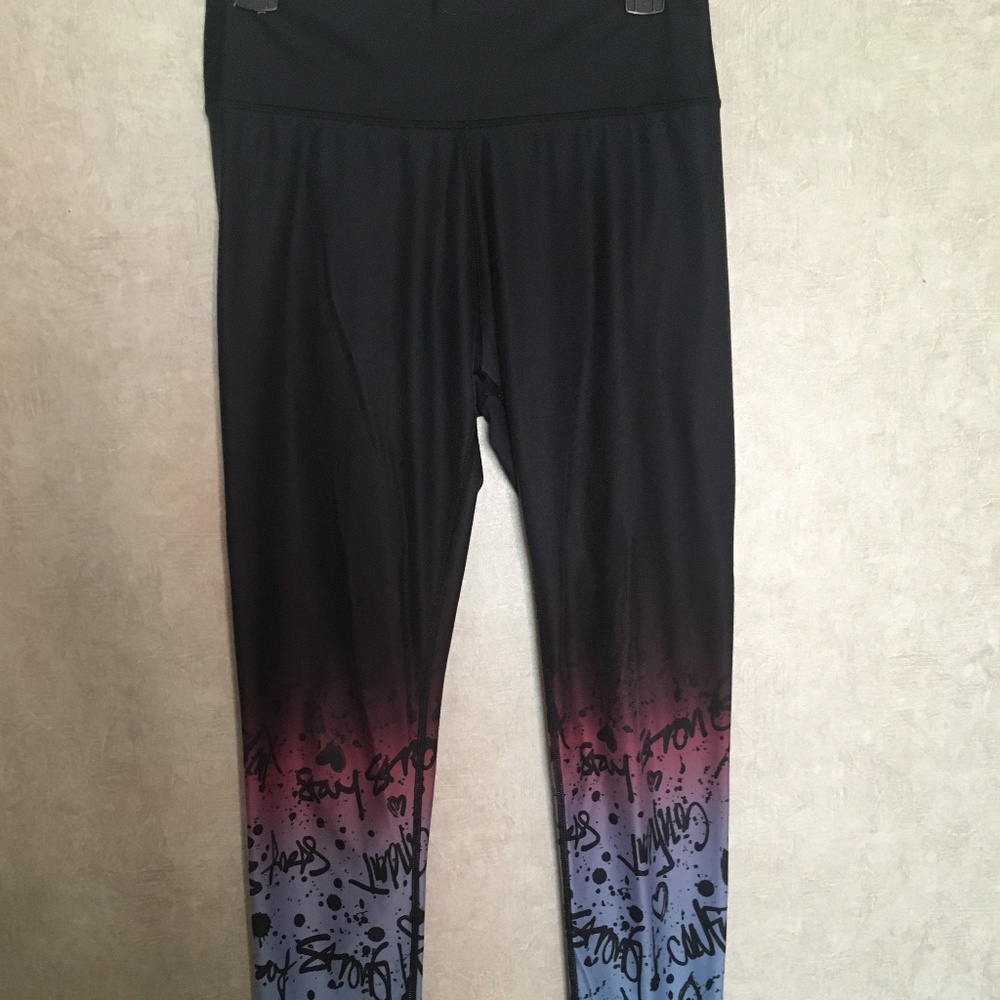 Fabletics Black and Multicolor Graffiti Leggings